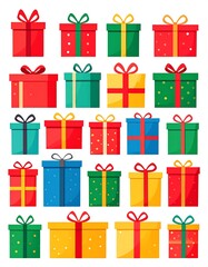 Colorful gift boxes in various patterns