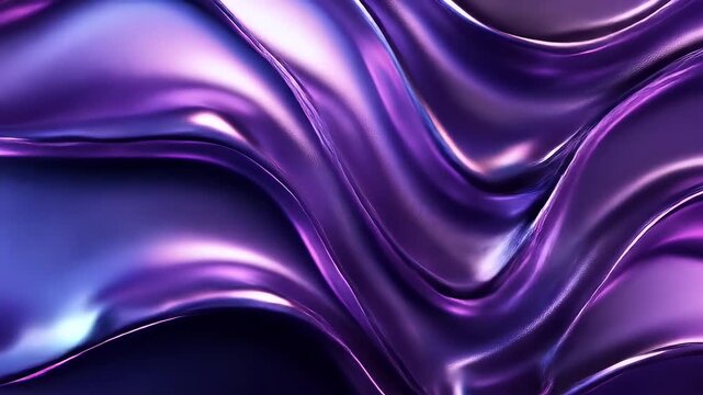 Liquid chrome gradient motion, fluid metallic surface. Abstract purple wave patterns creating a smooth, flowing texture