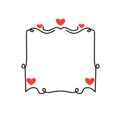 swirl frame With red heart decoration