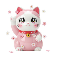 Cute maneki neko isolated background