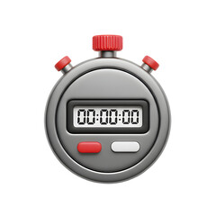 3D Stopwatch Isolated on Transparent Background