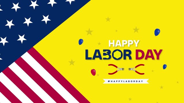 Happy Labor Day: A vibrant vector illustration to commemorate Labor Day, featuring the US flag and essential tools, symbolizing hard work, dedication, and the achievements of American workers.