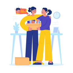 Work colleague support after job loss vector illustration