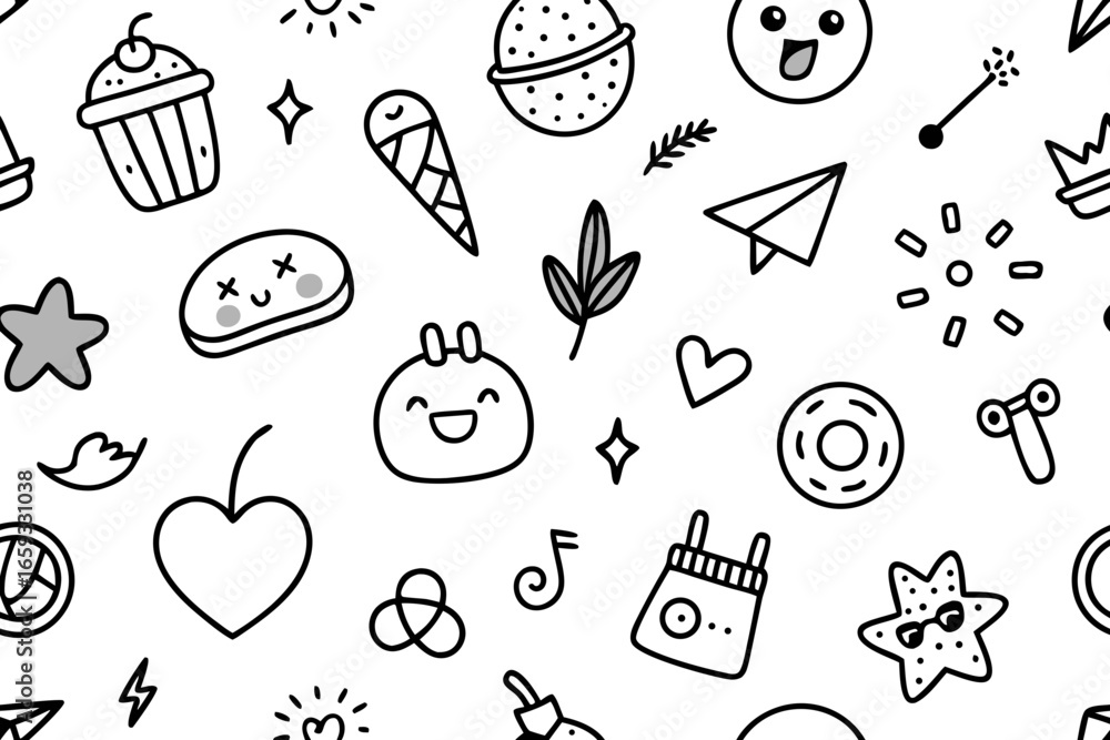 Aufkleber playful doodle pattern with a cheerful and whimsical feel, perfect for adding a touch of fun to any 