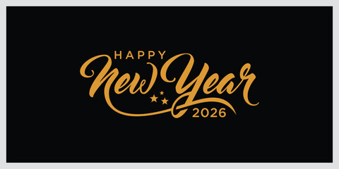 Happy New Year calligraphy hand drawn text vector
