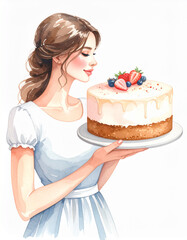 woman with cake