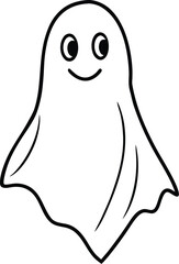 Strange and Simple Ghost Art Black and White Minimal Sketch Line Illustration