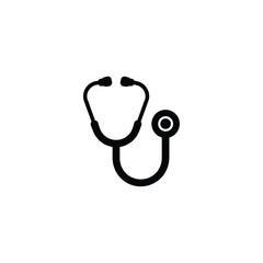 Isolated Black Stethoscope Icon on Transparent Background, Medical Instrument