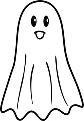 Strange and Simple Ghost Art Black and White Minimal Sketch Line Illustration