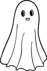 Strange and Simple Ghost Art Black and White Minimal Sketch Line Illustration