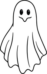 Strange and Simple Ghost Art Black and White Minimal Sketch Line Illustration