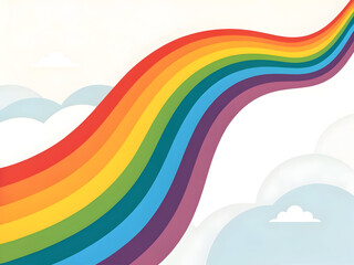 Vibrant rainbow arc flowing through soft clouds gradient colors