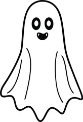 Strange and Simple Ghost Art Black and White Minimal Sketch Line Illustration