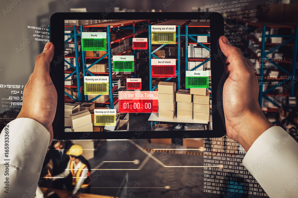 Poster smart warehouse management system using augmented reality technology to identify package picking and