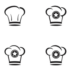 Chef Hat Variations, Culinary Icon Set on White Background Food Industry Symbols