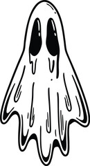 Strange and Simple Ghost Art Black and White Minimal Sketch Line Illustration
