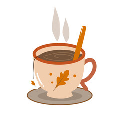 A cup of hot coffee in the cool autumn weather vector illustration