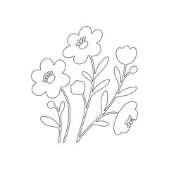 Blooming Garden Coloring Sheet – Line Art Flowers