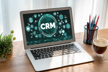 Customer relationship management system on modish computer for CRM business and enterprise