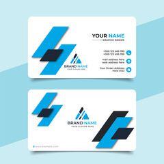 Blue modern creative business card and name card horizontal simple clean template vector design