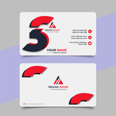 Red modern creative business card and name card horizontal simple clean template vector design
