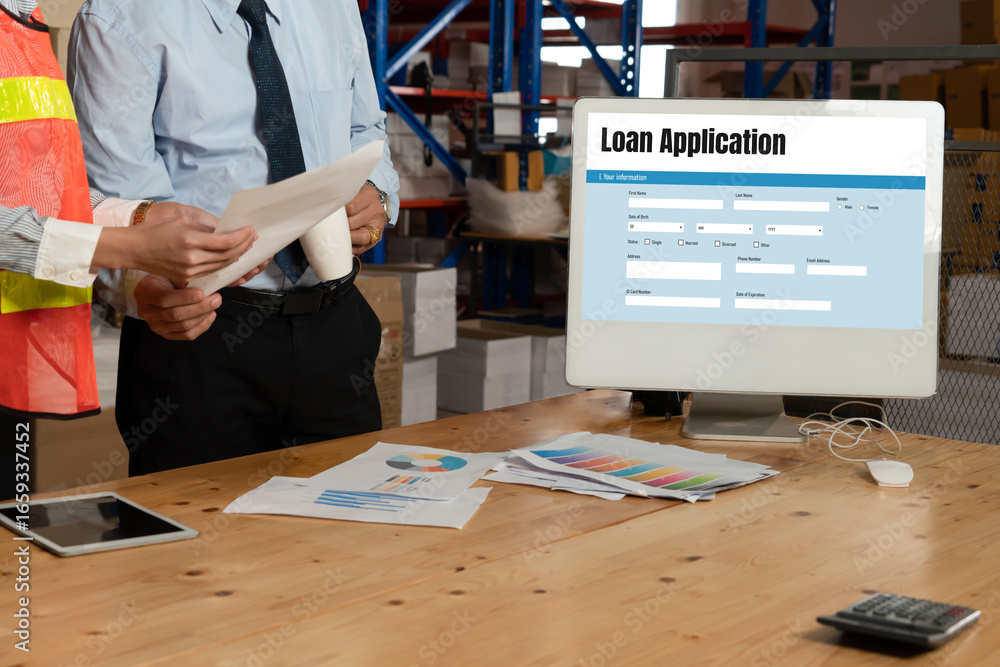 Poster online loan application form for modish digital information collection on the internet network