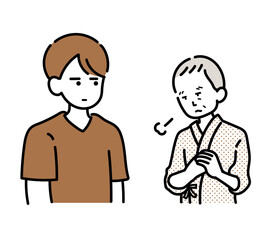 医師に対しては大人しくなる患者のイラスト