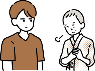 医師に対しては大人しくなる患者のイラスト