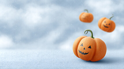 A soft Halloween sky with glowing jack-o’-lanterns and sparkling accents, perfect for kids’ holiday promotions, festive ads, and playful commercial templates.