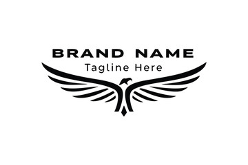 Fototapeta premium Eagle Spreading Wings Isolated on White Black Logo Design