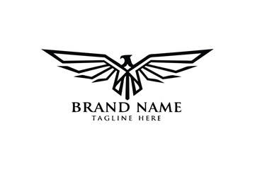 Geometric Eagle Icon with Angular Wings on White Background Design