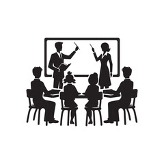 teachers in class vector silhouette clip art logo design illustration. teacher's day icon collections.