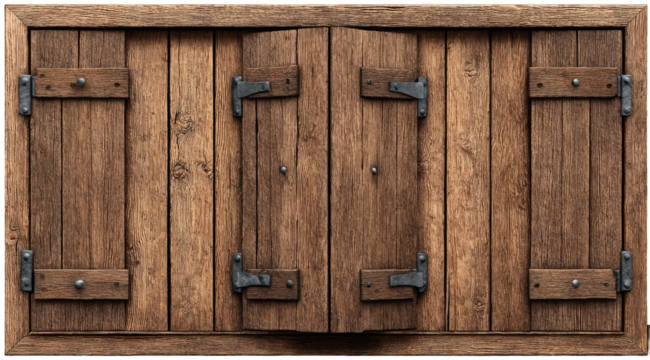 Aged wooden double shutters