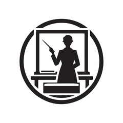 teachers in class vector silhouette clip art logo design illustration. teacher's day icon collections.