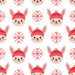 Cute Rabbit and Snowflake Pattern Vector Illustration. Perfect vector illustration for Christmas designs and decorations