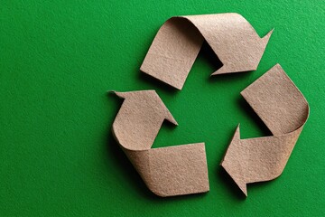 A visually impactful image featuring a cardboard recycling symbol on a vibrant green background, signifying sustainability and environmental awareness.