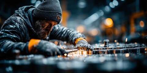 Photo of a male engineer practicing machinery in a factory