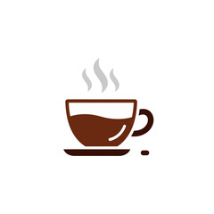 Obraz premium Steaming Coffee Cup Icon A Minimalist Graphic Depicting Hot Beverage, Perfect for Cafe Menus and Branding Elements, With Subtle Steam