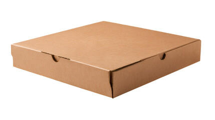 Closed Brown Cardboard Pizza Box for Delivery or Takeout with a Simple and Practical Design