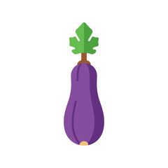 Purple eggplant illustration. A healthy, versatile vegetable icon in flat design. Perfect for food, culinary, and healthy eating projects.