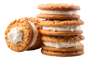 Cookies layered with ice cream isolated on white background