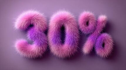 Fototapeta premium Fluffy pink and purple thirty percent discount sign.