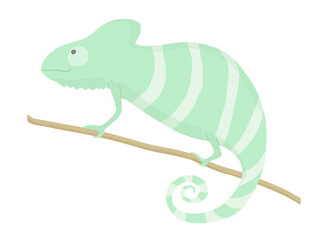 緑色のシンプルなカメレオンのイラスト