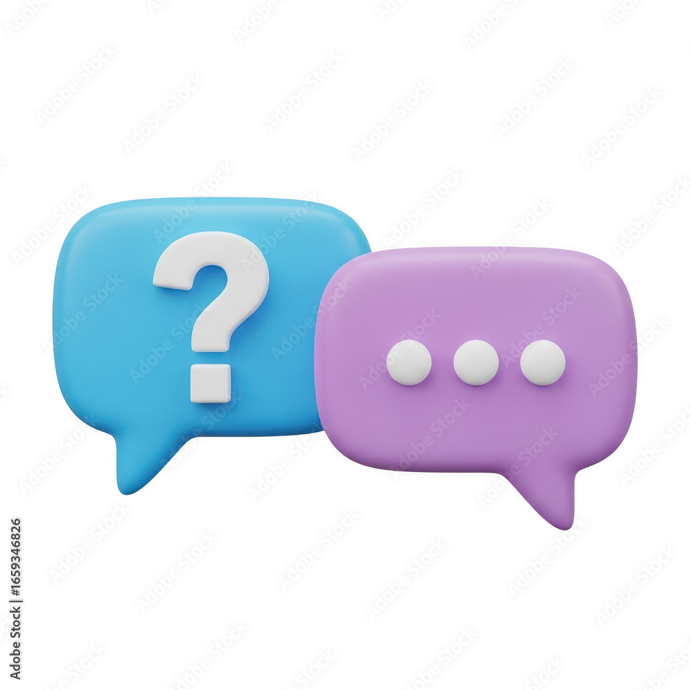 Poster question mark in a speech bubble, isolated on transparent background