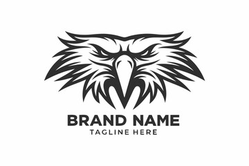 Abstract Eagle Head with Sharp Feathers on White Background