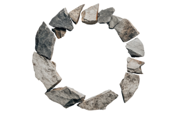 Circular frame of irregular, light gray stones