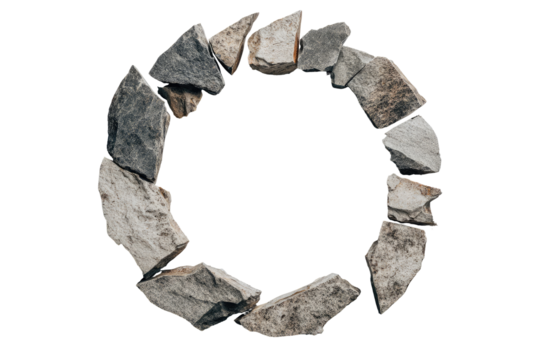 Circular frame of irregular, light gray stones