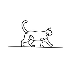 Minimalist Continuous Line of a Walking Cat – Graceful Movement, Pet Silhouette, Modern Animal Design. Vector Modern Illustration