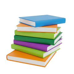Stack of colorful books isolated on transparent background