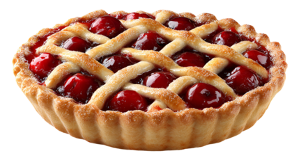 Delicious Cherry Pie with Lattice Crust Isolated on Transparent Background Sweet Treat for Dessert Lovers